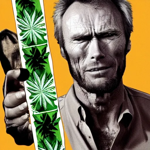 Image similar to clint eastwood made of marijuana