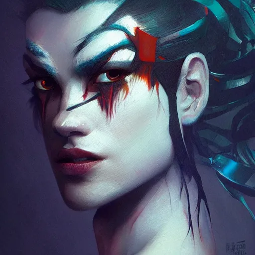 Image similar to berserker potrait, medium shot, asymmetrical, profile picture, Organic Painting, night, Matte Painting, bold shapes, hard edges, street art, trending on artstation, by Huang Guangjian and Gil Elvgren and Sachin Teng