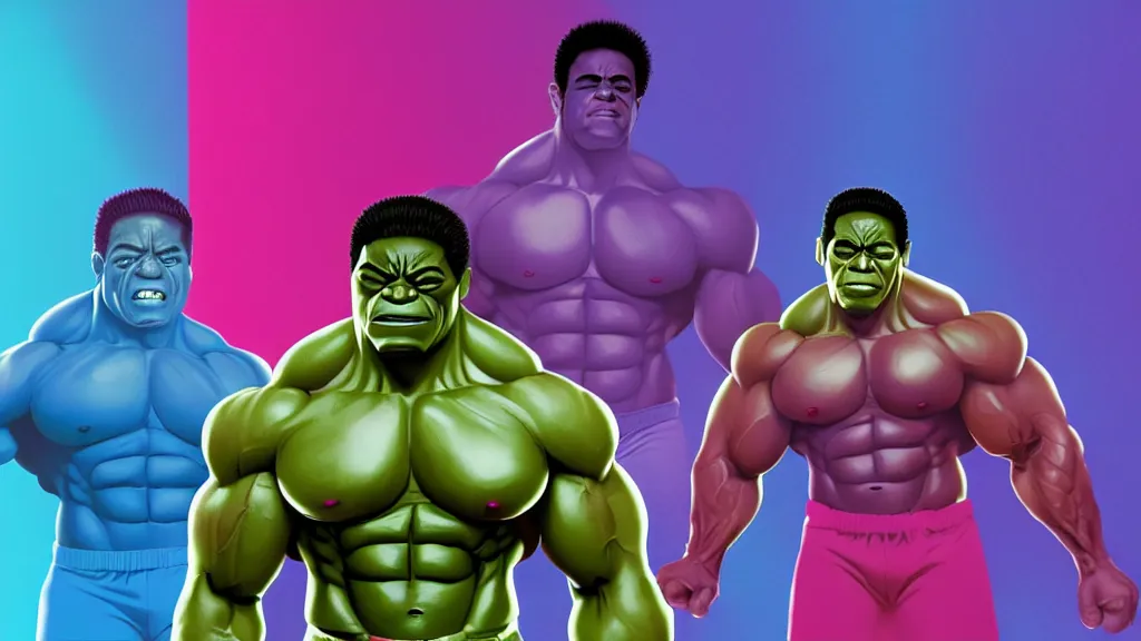 Prompt: Bodybuilder Obama Hulk Clones as the boy band Nsync by Beeple, 4K