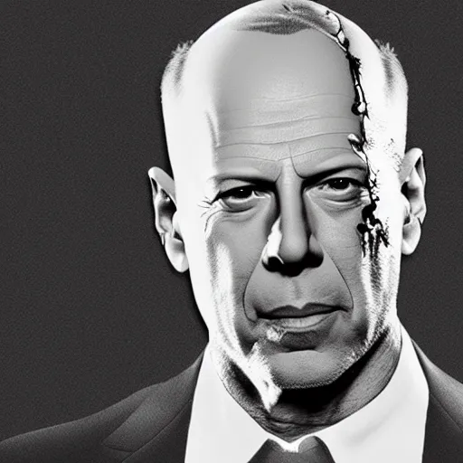 Prompt: bruce willis torn apart