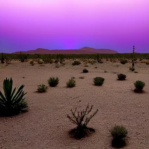 Image similar to oasis made or purple light in desert