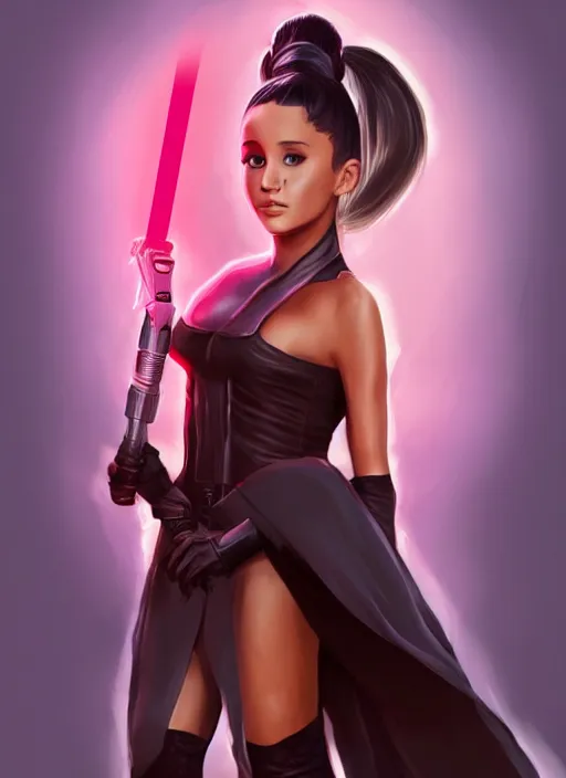 Prompt: Ariana Grande as an evil sith lord. Star Wars, artstation