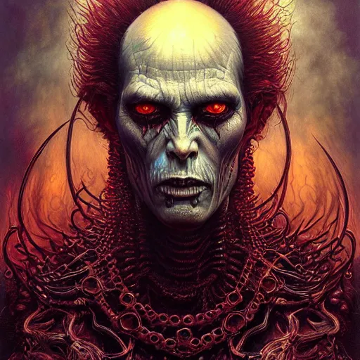 Image similar to hyper detailed masterpiece, black inferno demon vampire portrait jean giraud, digital art painting, darkwave goth aesthetic, creepy, psychedelic, artgerm, donato giancola, tom bagshaw