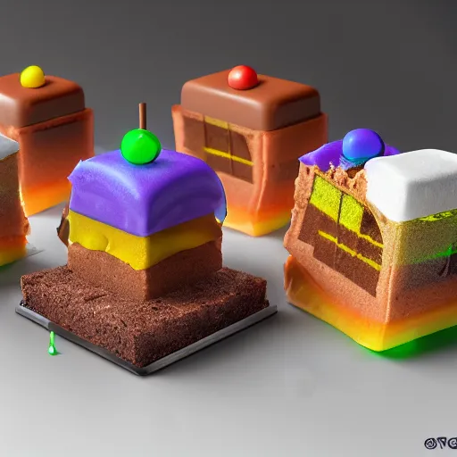 Image similar to a jello chocolate candy lollipop snickers bar icecream cake muffin jaffa marshmallow nougat waffle candy gummy jelly sandwich, volumetric lighting, octane render, unreal engine, 8k, hd, perfect, decadent, highly detailed, stroopwaffel