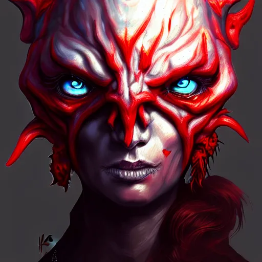 Prompt: Kitava insatiable hunger, path of exile, demon, blindfold, artstation, concept art, digital painting, highly detailed, portrait