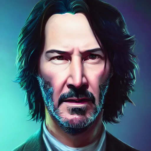 Image similar to keanu reeves as Rick Sanchez, from rick and morty, portrait, highly detailed, digital painting, artstation, concept art, sharp focus, illustration, art by artgerm and greg rutkowski and alphonse mucha