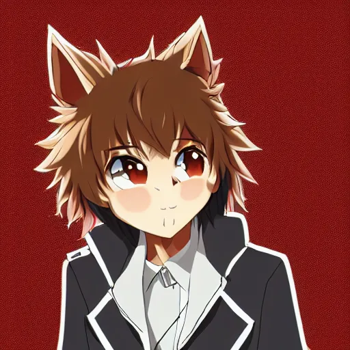 Image similar to key anime visual portrait of an anthropomorphic anthro wolf fursona, in a jacket, with handsome eyes, official modern anime art