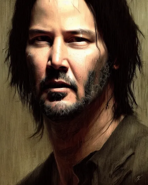 Image similar to keanu reeves, hyper realistic face, beautiful eyes, fantasy art, in the style of greg rutkowski, intricate, hyper detailed, smooth