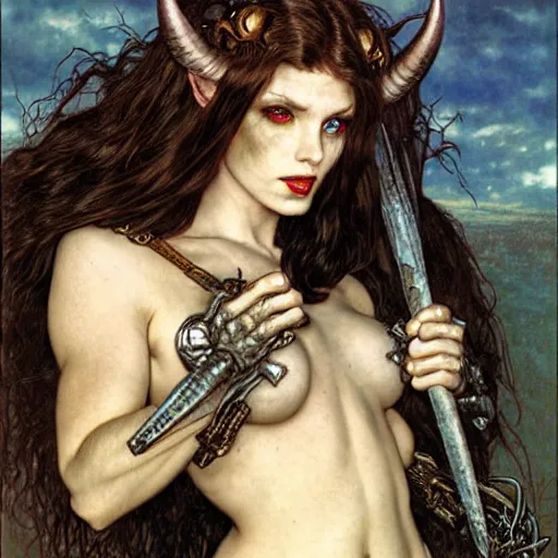 Prompt: head and shoulders portrait of an armored erinyes devil with bat wings, d & d, fantasy, luis royo, magali villeneuve, donato giancola, wlop, krenz cushart, hans zatka, klimt, alphonse mucha