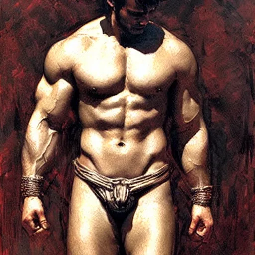 Prompt: Henry Cavill as a greek god, muscular, detailed face, thighs, painting by Gaston Bussiere, Craig Mullins