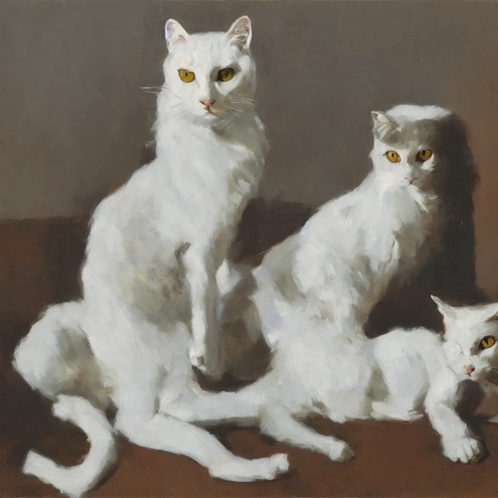 Prompt: a noble white cat, ben aronson 1950