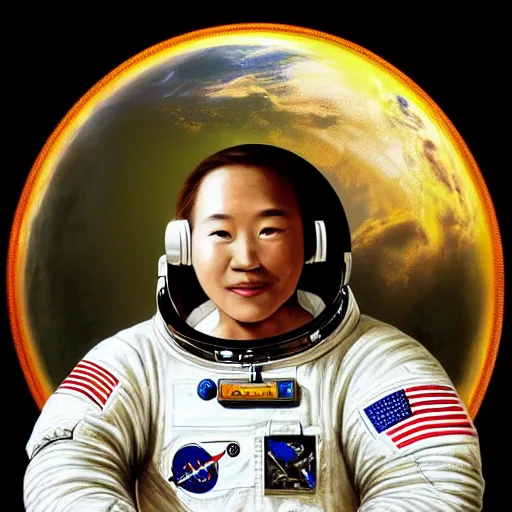 Prompt: portrait of an astronaut by Ha Gyung