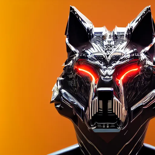 Prompt: chrome wolf, glossy, metallic, neon, symmetrical, tribal patterns, realistic, unreal engine, octane, redshift, artstation, behance