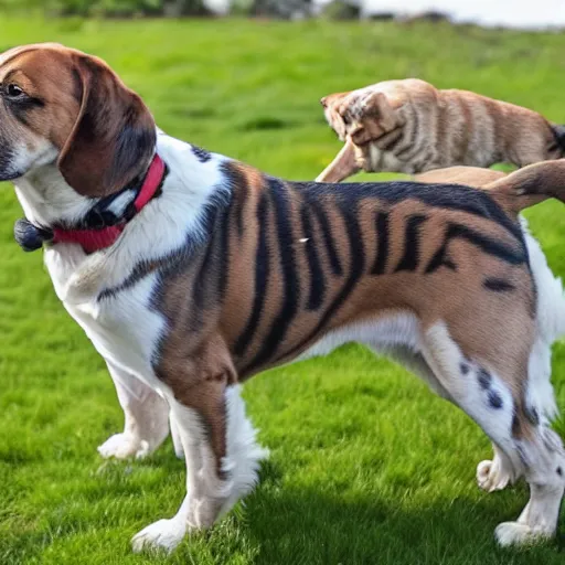 Prompt: a dog with tabby stripes