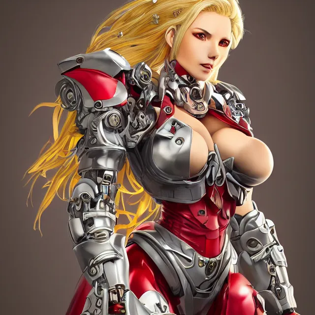 Prompt: studio portrait of lawful good colorful female holy mecha paladin absurdly beautiful, elegant, mature blonde latina gravure idol, ultrafine hyperrealistic detailed face illustration by kim jung gi, highly detailed faces, intricate linework, sharp focus, bright colors, matte, octopath traveler, unreal engine 5 highly rendered, global illumination, radiant light, intricate environment