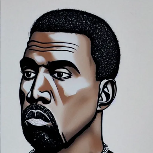 Prompt: kanye west drawn in the style of jojo's bizarre adventure