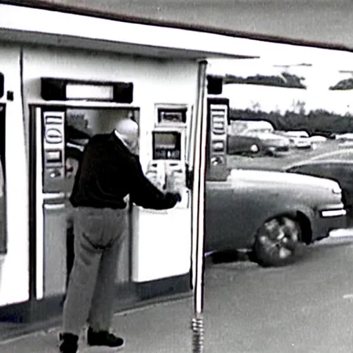 Image similar to CCTV footage of Mr. Clean robbing a gas station