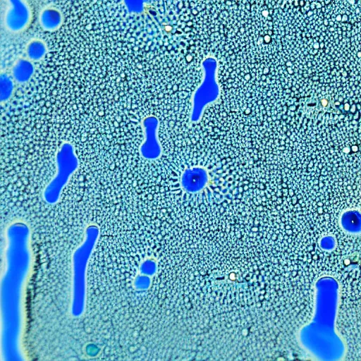 Image similar to pseudomonas aeruginosa, the bacterial god of death and pestilence. flagellated blue green cyan transparent bacterial monster covered in needle cannon type - iii secretion systems injecting toxins into human cells and multi - drug efflux pumps. fantastic detail. close up microscopy. false color. perfect composition.