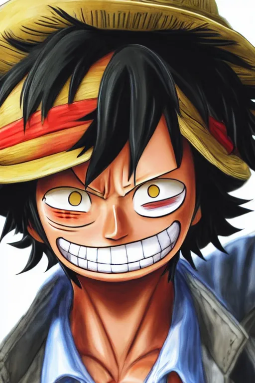 Prompt: a photorealistic portait of Luffy from One Piece, hyperrealistic, highly detailed, high quality, 8k, natural lighting, portait image, path tracing, anatomically correct