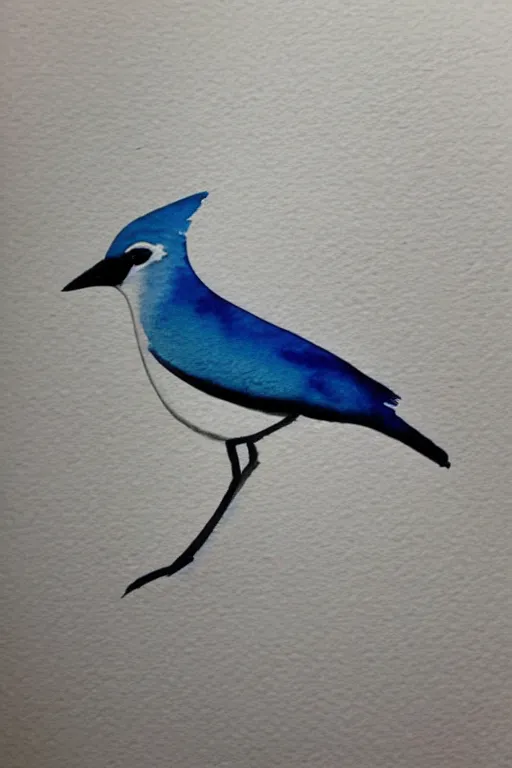 Prompt: minimalist watercolor art of a jay bird in the style of raissa oltmanns