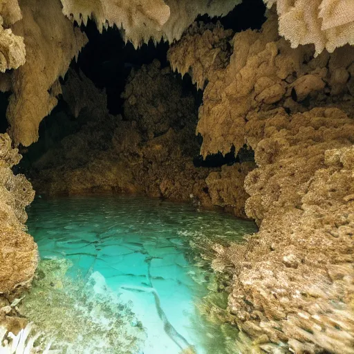 Prompt: dangerous depths of an underwater cave