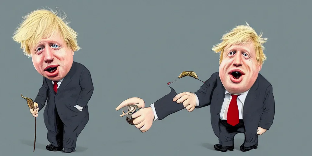 Image similar to boris johnson as the disney version of pinocchio, with a long nose, in the style of kim jung gi