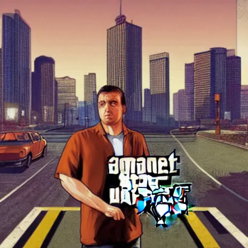 Image similar to “Zelensky in GTA V, cover art by Stephen Bliss, Boxart, loadscreen”