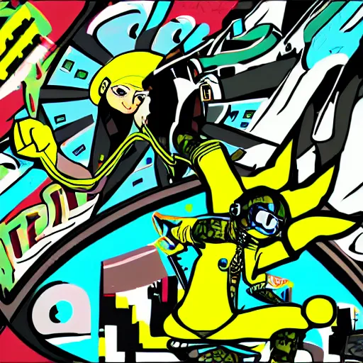 Image similar to jet set radio, noise tanks, digital artwork