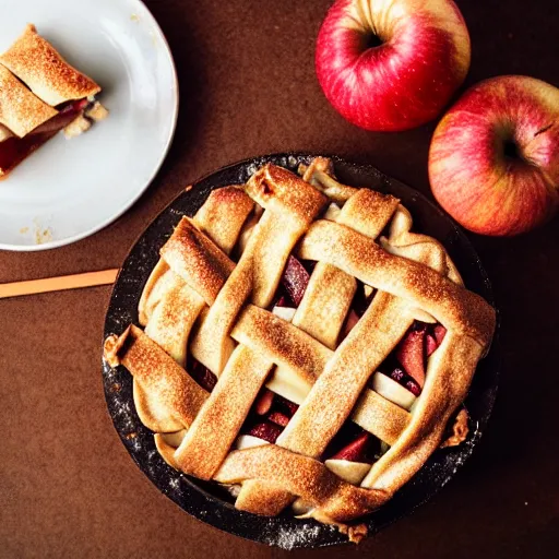 Prompt: photo of apple pie on a table in a dessert shop in new york city, photorealistic, ultra realistic, maximum detail, foreground focus, 8k, volumetric light, cinematic, octane render, food photography, recipes.com, epicurious, instagram