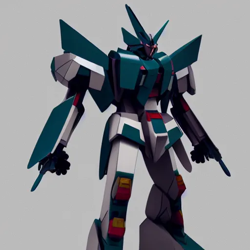 Prompt: low poly render, gundam mecha