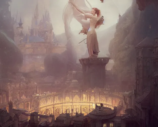 Image similar to medium shot, disney concept artists, blunt borders, rule of thirds, by jaime jones, tom bagshaw, lawrence alma - tadema, greg rutkowski, deviantart contest winner, fantasy art, intricate, elegant, highly detailed, 8 k, digital painting, concept art, sharp focus, illustration, golden ratio, mythological, ultra realistic, cinematic lighting, maximalist