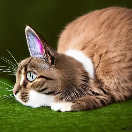 Prompt: a feline bunny - cat - hybrid, animal photography