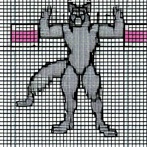 Prompt: full body antropomorphic muscular masculine wolf. wolf head. furr. 1 6 bit sega graphics