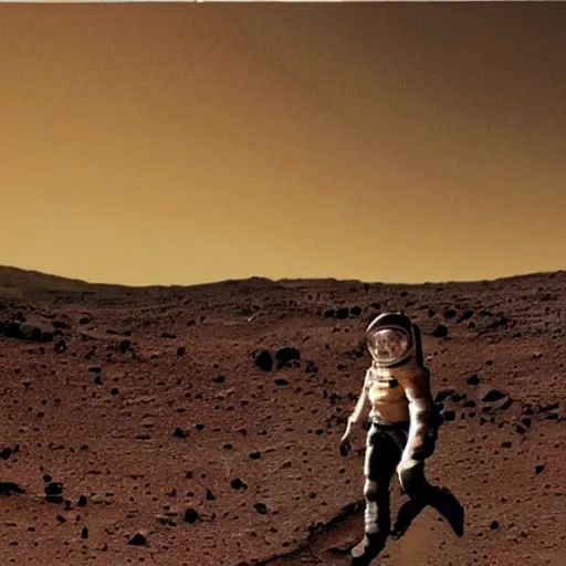 Prompt: extremely detailed photo of carl sagan walking on mars, detailed face