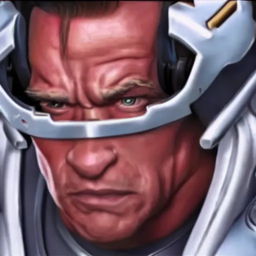 Prompt: a screenshot of arnold schwarzenegger as genji in overwatch