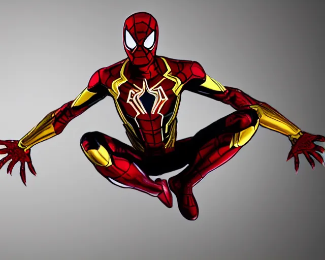 Image similar to photorealistic sketch of the mcu iron spider