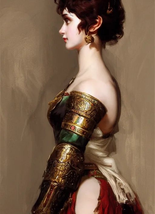 Image similar to portrait of an elegant ancient roman character in ornate armor, by ilya kuvshinov, by thomas lawrence, by bayard wu, trending on artstation, masterpiece