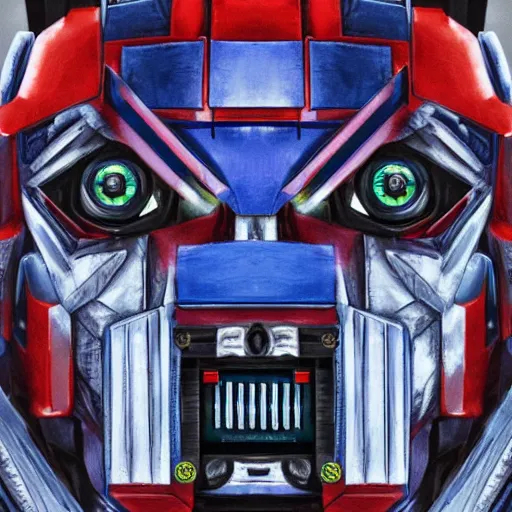 Image similar to A man that looks like Optimus prime, 4k, self portrait