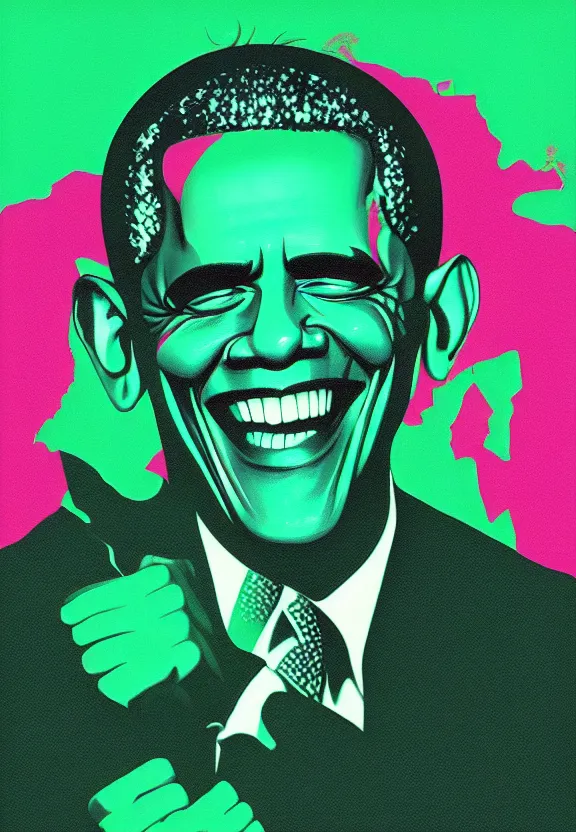 Image similar to Obama Hulk by Beeple with almost no Andy Warhol influence