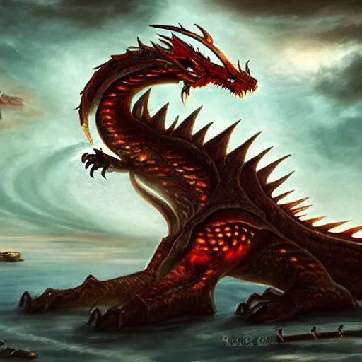 Image similar to babylon dragon, fantasy art,