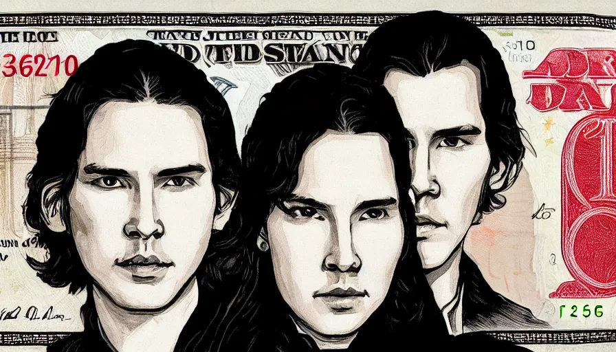 Image similar to reylo on a dollar bill