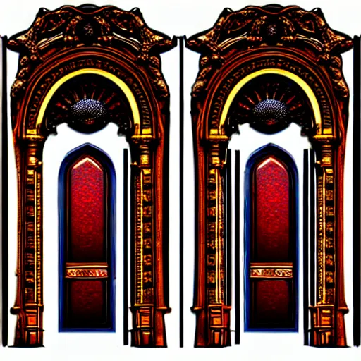 Prompt: hyper realistic ornate sci - fi double door