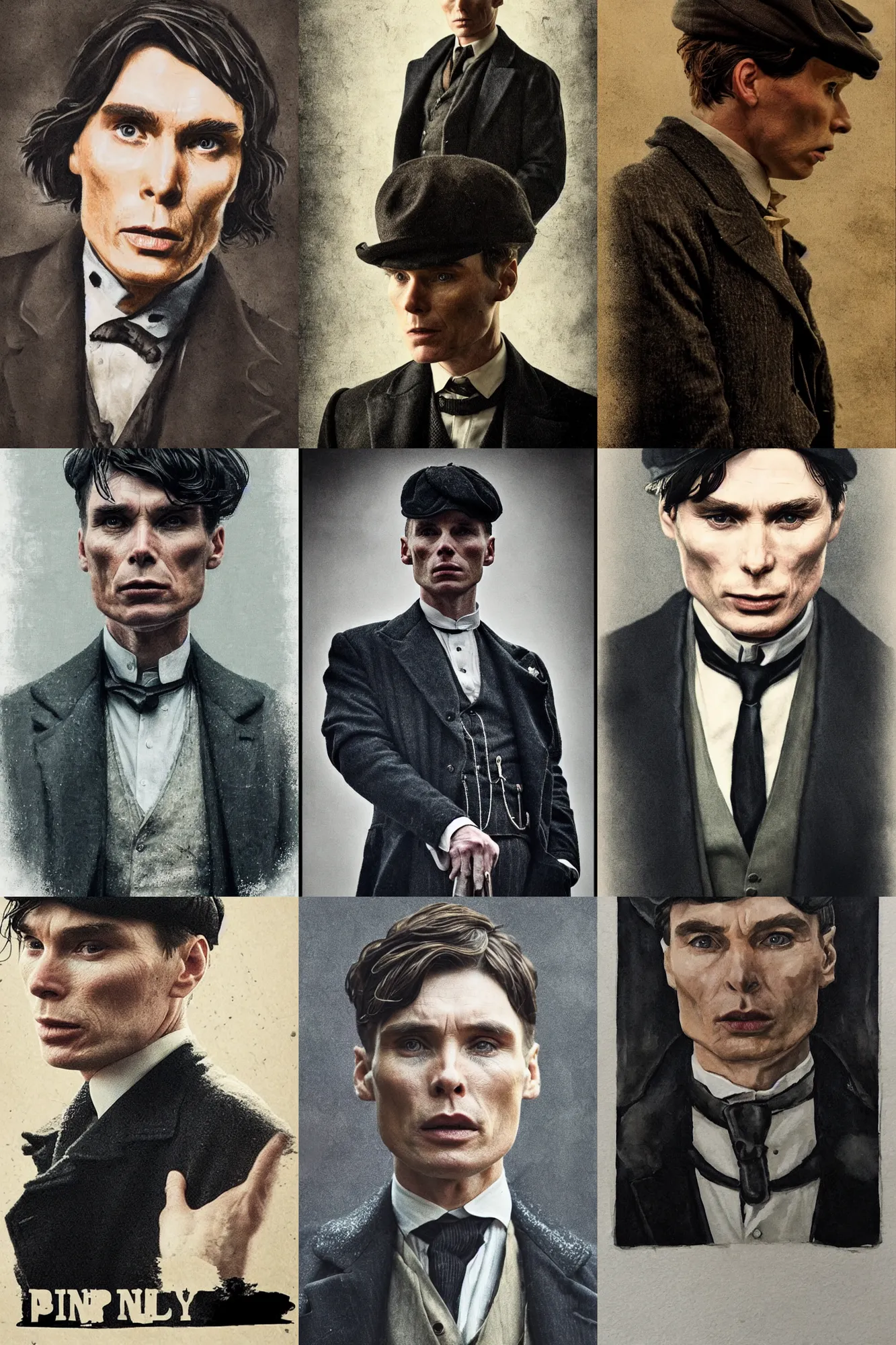 Prompt: portrait Cillian Murphy in Peaky Blinders raised the gun to his head confused, ((angry screaming)) beautiful face, Perfect detailed face, front view fire in the background, dramatic, gloomy, dark, bleak, cheerless, desolate, impressive, tragic, cinematic, dull colours, dark colour scheme, atmospheric by Christopher Nolan