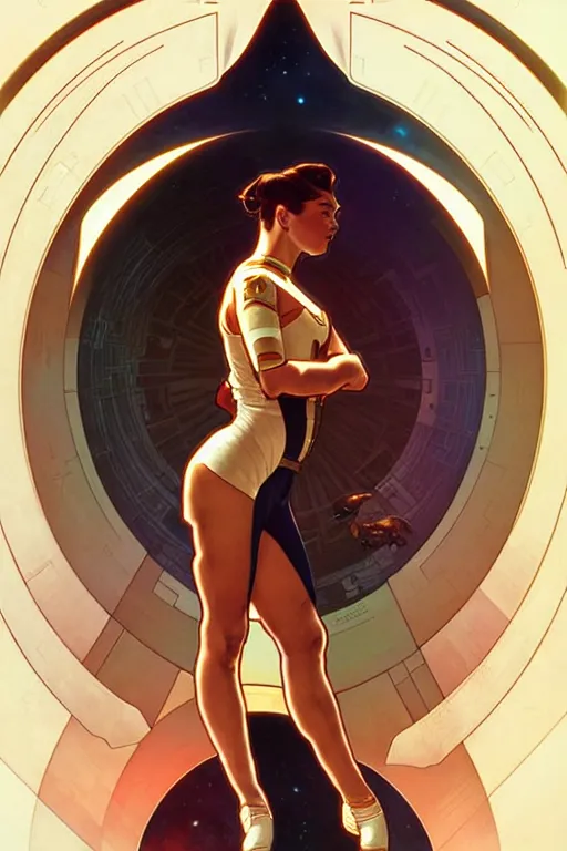 Image similar to the uss enterprie ncc 1 7 0 1 d, art by artgerm and greg rutkowski and alphonse mucha