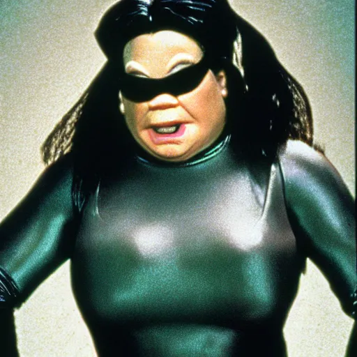 Image similar to movie still of trinity as miss piggy in the matrix 1 9 9 9 movie