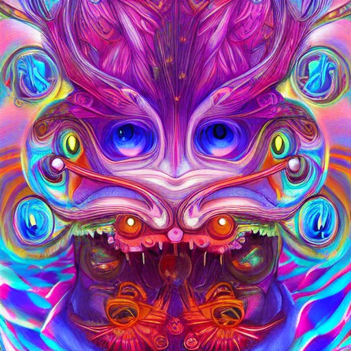 Image similar to An extremely psychedelic portrait of Pokemon, surreal, LSD, face, detailed, intricate, elegant, lithe, highly detailed, digital painting, artstation, concept art, smooth, sharp focus, illustration