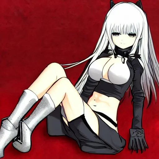 Image similar to yorha no. 2 type b reclining in heavy armor b with a ghibli artstyle