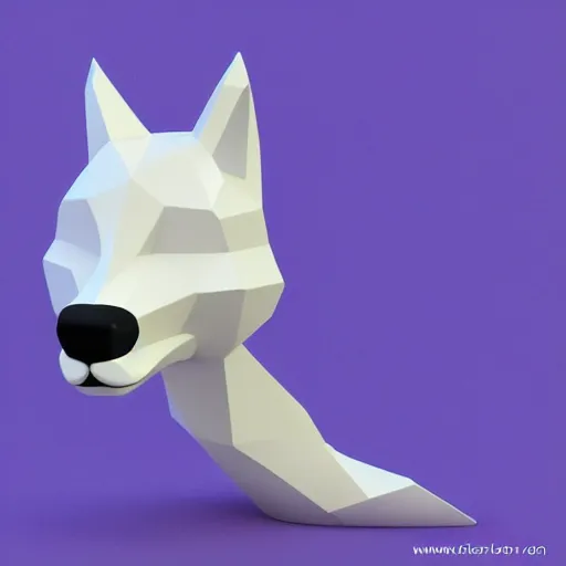Prompt: an abstract, simplified icon depicting a fox, white background, render, blender, 3d