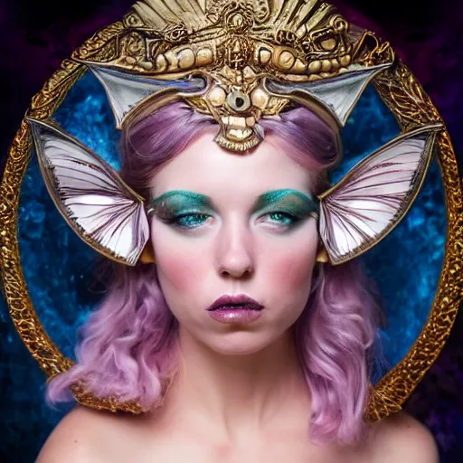 Prompt: fantasy goddess portrait by Peter Kemp and Martine Johanna