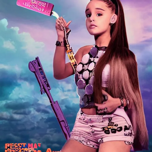 Prompt: past apocalyptic Ariana Grande poster